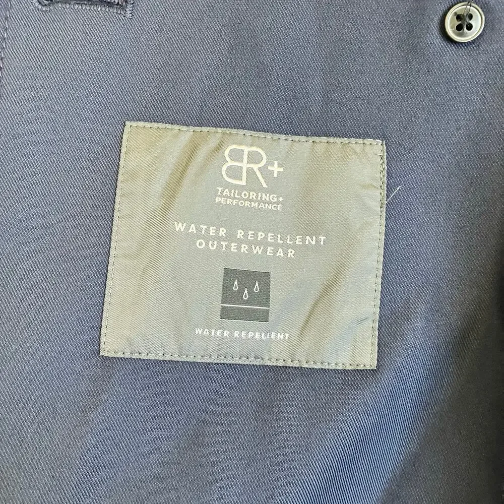 Banana Republic Mens Heritage Collection Navy Water Repellent Long Trench Coat - Picture 16 of 16